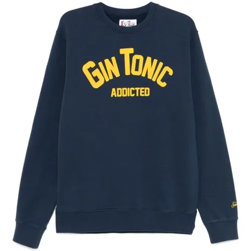 Sweatshirts, male, , Size: XL Navy Gin Tonic Sweatshirt - MC2 Saint Barth - Modalova