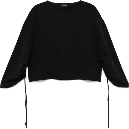 Schwarzer Pullover mit Drop-Schultern , Damen, Größe: M - Emporio Armani - Modalova