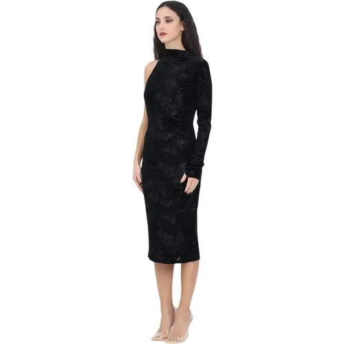 Schwarzes Devoré Midi-Kleid , Damen, Größe: XS - PATRIZIA PEPE - Modalova