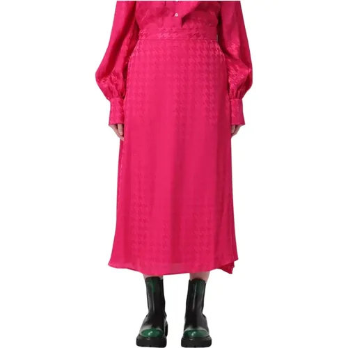 Midi Skirts, female, , Size: M Houndstooth Midi Aline Skirt - Msgm - Modalova