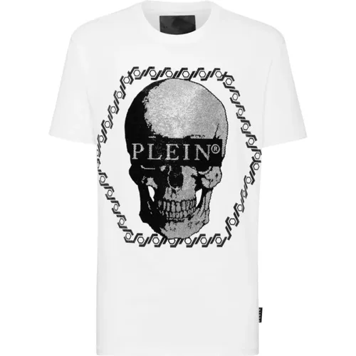 T-Shirts, male, , Size: S Crystal Black Skull T-Shirt - Philipp Plein - Modalova