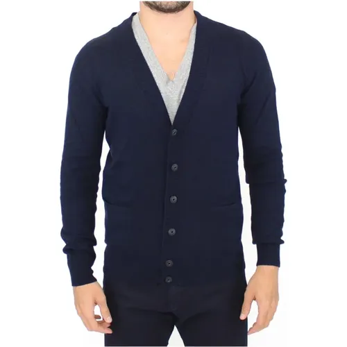 Luxuriöser Blauer Wollmischung Cardigan Pullover - Ermanno Scervino - Modalova