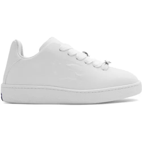 Weiße Ledersneaker Runde Spitze Schnürung , Damen, Größe: 36 EU - Burberry - Modalova