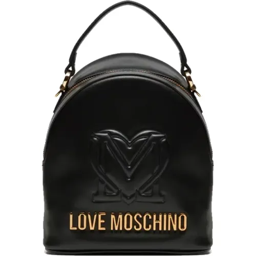 Schwarzer Rucksack mit Frontlogo - Love Moschino - Modalova