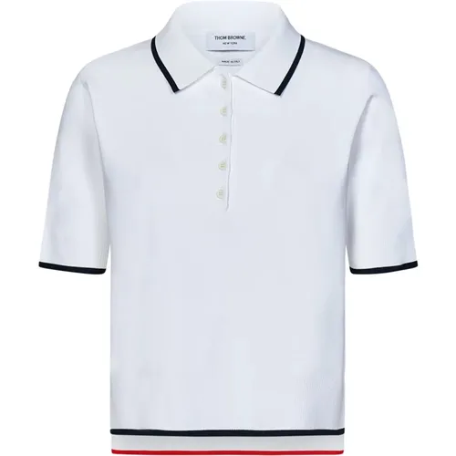 Short-Sleeved Knit Polo Shirt , female, Sizes: S, XS - Thom Browne - Modalova