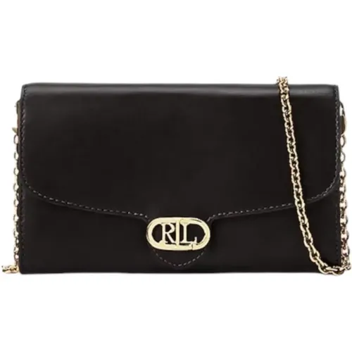 Leather Shoulder Bag with Logo Plate , female, Sizes: ONE SIZE - Ralph Lauren - Modalova