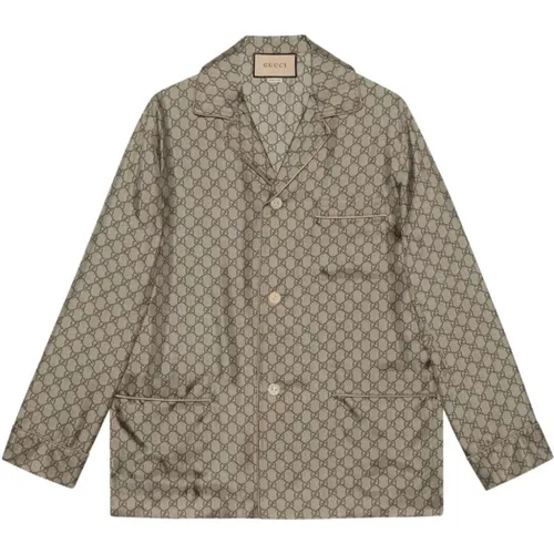Silk GG Supreme Print Jacket , male, Sizes: M, S - Gucci - Modalova