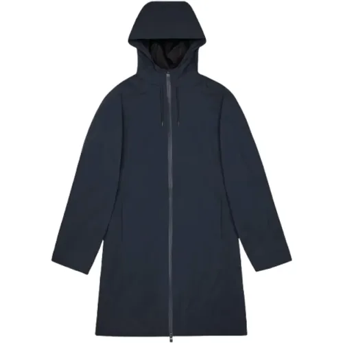 Rain Jackets, female, , Size: M Waterproof Long Hooded Jacket with Zip - Rains - Modalova