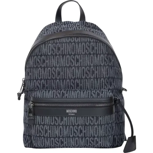 Backpacks, unisex, , Size: ONE SIZE Denim Backpack with Jacquard Logo - Moschino - Modalova