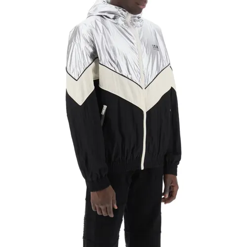 Patchwork Hooded Nylon Jacket , male, Sizes: L, XL, M - Golden Goose - Modalova