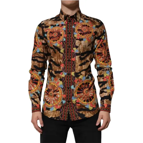 Casual Shirts, male, , Size: XL Tiger Carretto Long Sleeve Shirt - Dolce & Gabbana - Modalova