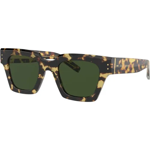 Gelbe Havana/Grüne Sonnenbrille,Schwarze Kristall/Dunkelgraue Sonnenbrille,Gestreifte Graue Horn Sonnenbrille - Dolce & Gabbana - Modalova