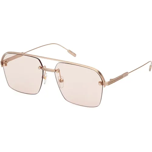 Stylish Sunglasses Brown Lens Matte Gold , male, Sizes: 59 MM - Ermenegildo Zegna - Modalova