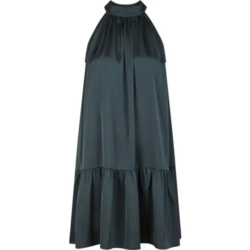 Satin-Halterkleid mit Schleifenriemen , Damen, Größe: L - NEO NOIR - Modalova