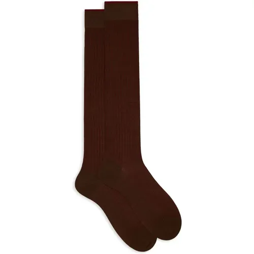 Braune Twin-Rib Socken für Männer , Herren, Größe: L - Gallo - Modalova