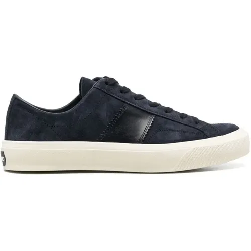 Blau Creme Low Top Sneakers für Männer , Herren, Größe: 39 EU - Tom Ford - Modalova