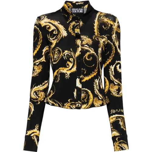 Schwarzes Couture-Print-Hemd , Damen, Größe: S - Versace Jeans Couture - Modalova