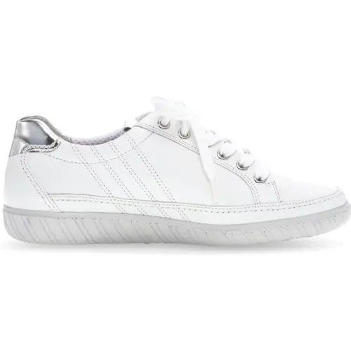 Bequemer weißer Ledersneaker mit Verzierungen , Damen, Größe: 44 EU - Gabor - Modalova
