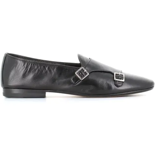 Schwarze Flache Schuhe mit Doppel-Schnalle , Damen, Größe: 39 EU - Henderson - Modalova
