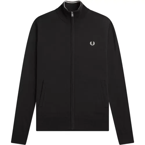 Zip-throughs, male, , Size: S Classic Wool Blend Zip Cardigan - Fred Perry - Modalova