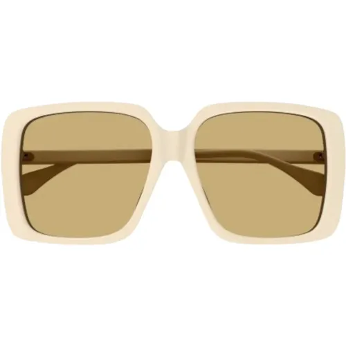 Oversize Ivory Brown Sonnenbrille - Gucci - Modalova