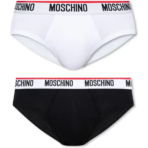 Bottoms, male, , Size: 2XL Branded briefs 2-pack - Moschino - Modalova