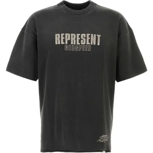 Baumwoll-T-Shirt in Schiefer , Herren, Größe: M - REPRESENT - Modalova