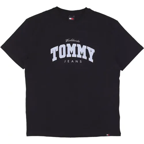 Schwarzes Varsity Tee Kurzarm T-shirt , Herren, Größe: L - Tommy Hilfiger - Modalova