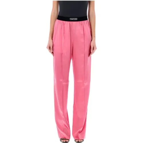 Rose Silk Satin Pijama Pants , female, Sizes: S - Tom Ford - Modalova