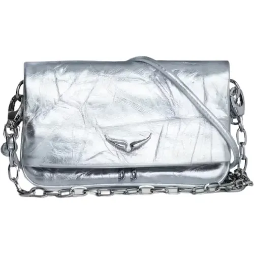 Rock Nano Metallic Leather Clutch Bag , female, Sizes: ONE SIZE - Zadig & Voltaire - Modalova