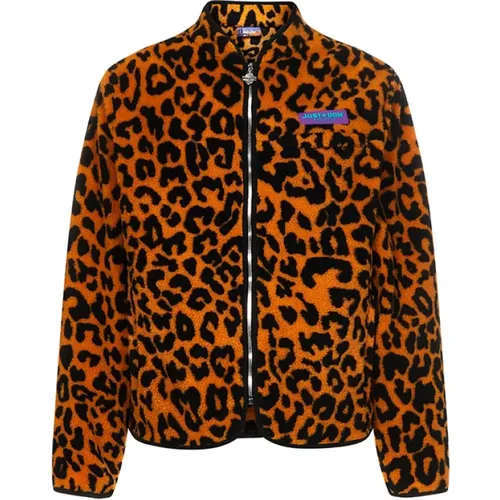 Leopard Print Fleece Jacket , Herren, Größe: L - Just DON - Modalova