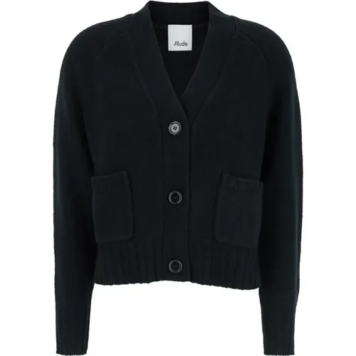 Schwarzer Woll-Kaschmir-Cardigan Pullover , Damen, Größe: S - allude - Modalova