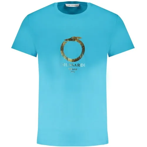 T-Shirts, male, , Size: L Cotton Print Logo T-Shirt - Trussardi - Modalova