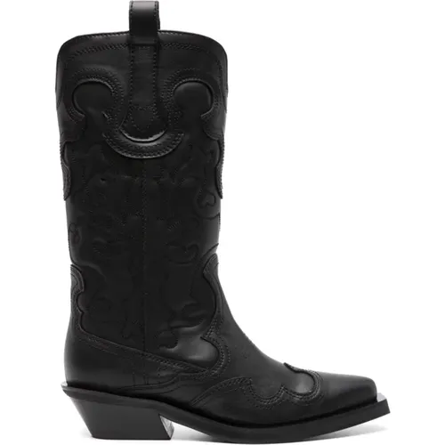 Western Leather Boots , female, Sizes: 4 UK, 7 UK, 5 UK - Ganni - Modalova