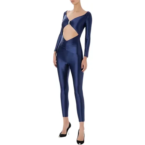 Skinny Jumpsuit with Bateau Neckline , female, Sizes: L, XL - Elisabetta Franchi - Modalova