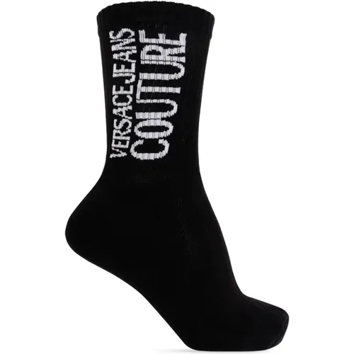 Socks, male, , Size: M Cotton socks with logo - Versace Jeans Couture - Modalova