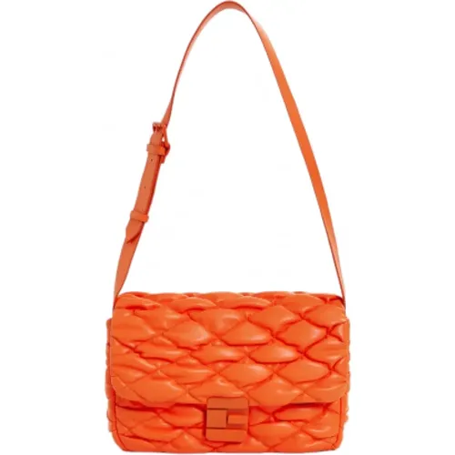 Korallfarbene Stepp-Schultertasche Generous Poppy Field - Essentiel Antwerp - Modalova