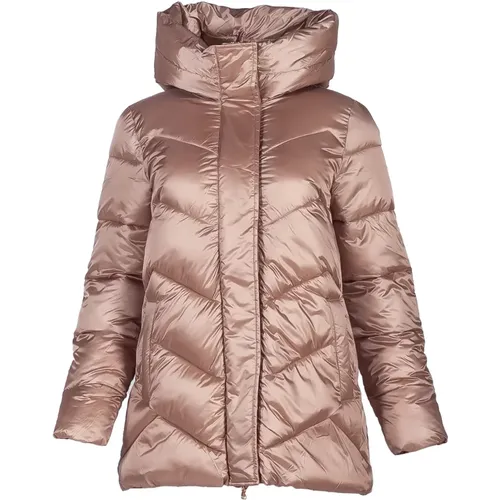 Goldene gesteppte Daunenjacke mit Kapuze , Damen, Größe: S - EMME DI MARELLA - Modalova