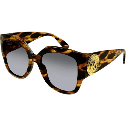 Havana/Grey Shaded Sonnenbrille,Quadratische Rahmen Sonnenbrille,Stylische Sonnenbrille Gg1407S,Gg1407S Sonnenbrille - Gucci - Modalova