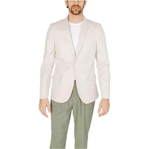 Blazers, male, , Size: 2XL White Blazer Long Sleeves Lapel Collar - Antony Morato - Modalova