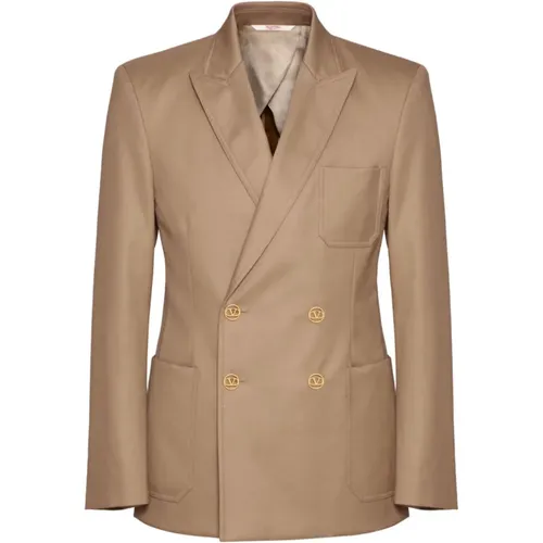 Blazers, male, , Size: S Dark Blazer with Gold Buttons - Valentino - Modalova