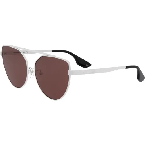 Rosa Sonnenbrille mit weißem Rahmen , Damen, Größe: 58 MM - alexander mcqueen - Modalova