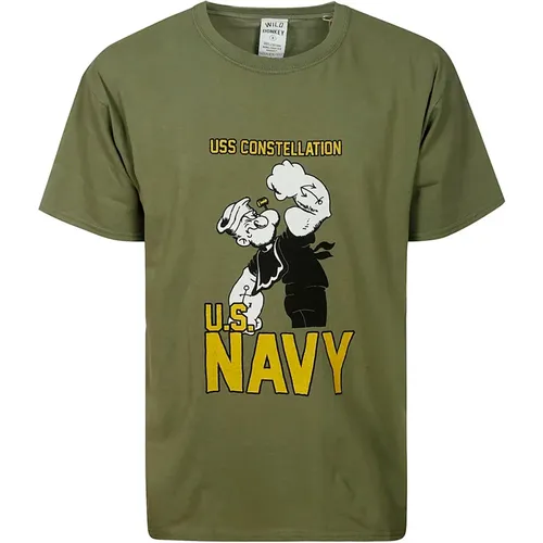 Military Cotton T-Shirt , male, Sizes: L, S, M, XL - Wild Donkey - Modalova
