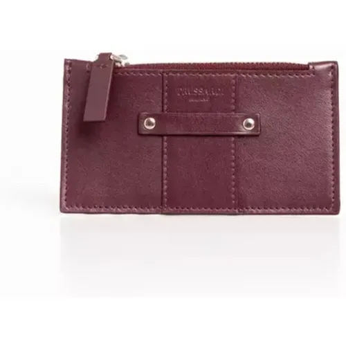 Wallets & Cardholders, male, , Size: ONE SIZE Stylish Leather Card Holder with Zip and Branded Tab - Trussardi - Modalova