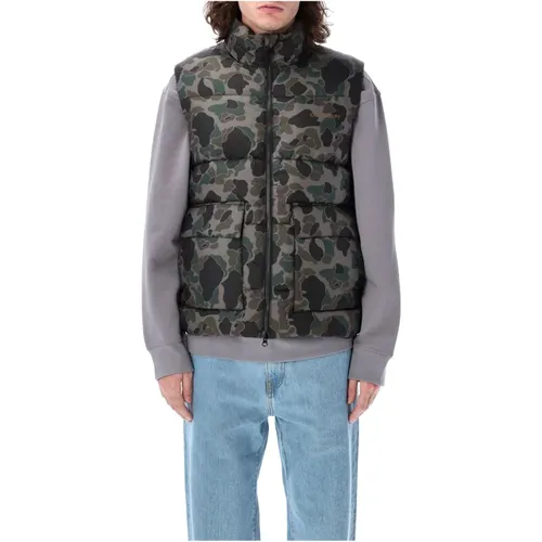 Vests, male, , Size: S Camo Duck Grey Springfield Puffer Vest - Carhartt WIP - Modalova