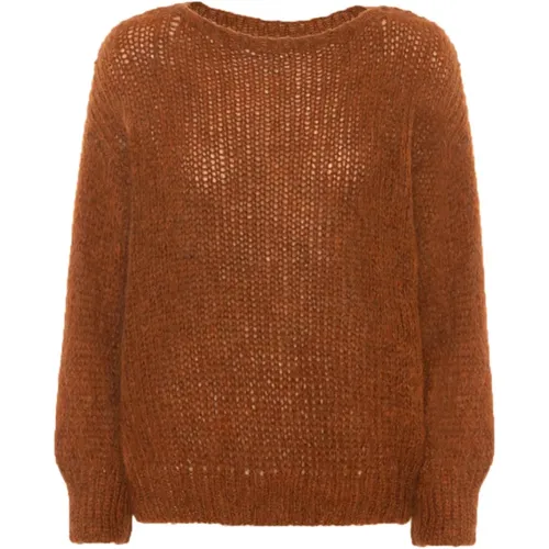 Gemütlicher Strickpullover in Rost , Damen, Größe: L - American Dreams - Modalova