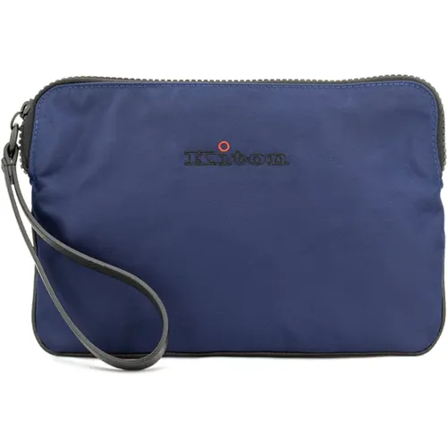 Toilet Bags, male, , Size: ONE SIZE Technical Material iPad Handbag with Embroidered Brand Logo - Kiton - Modalova