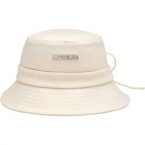 Weißer Bucket Hat mit Silber Logo - Jacquemus - Modalova