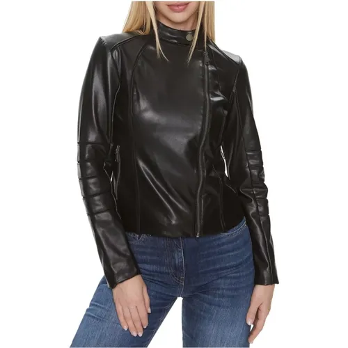 Schwarze Mäntel Harley Stil , Damen, Größe: S - Guess - Modalova