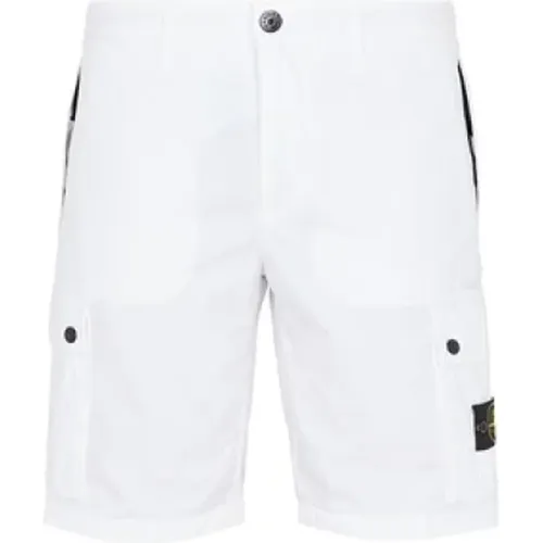 Weiße Cargo-Shorts , Herren, Größe: W33 - Stone Island - Modalova
